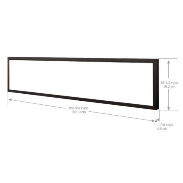 Long black picture frame with dimensions 102.75 inches by 18.25 inches, designed for displaying artwork or photos.