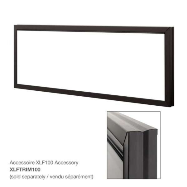 Black rectangular frame accessory for XLF100, featuring a close-up of the corner design. Trim sold separately.
